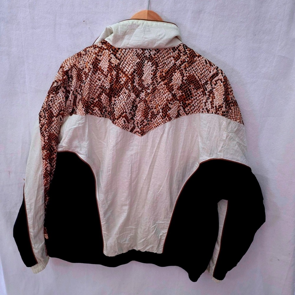 Active Frontier Vintage Snakeskin Colorblock Windbreaker XL 80s-90s Track Jacket - Picture 8 of 9